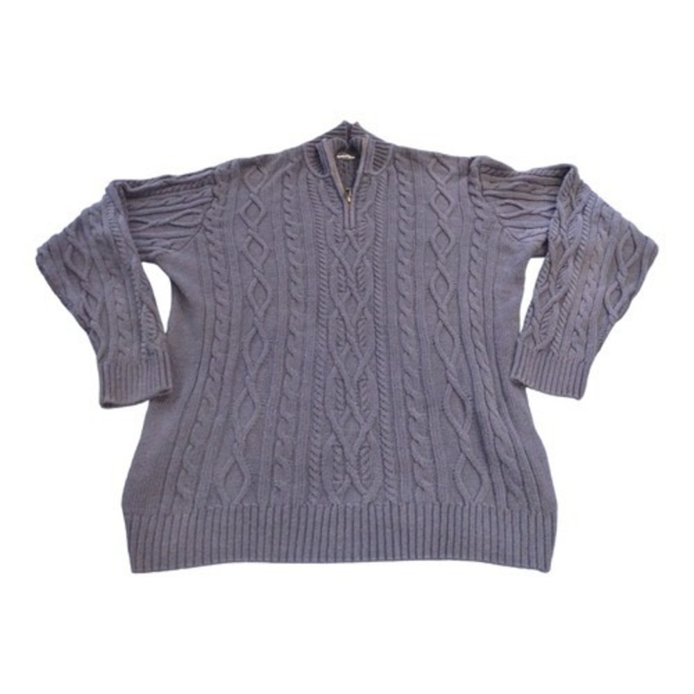Nautica Mens Sweater Navy Blue Pullover Zipper Collar Twist Knit Mens‎ XL